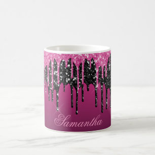 Heiß Rosa Glamour triefender Glitter Funkel Kaffeetasse