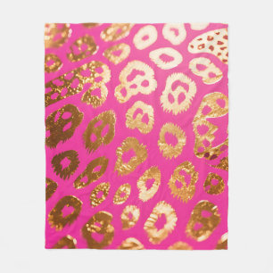 Heiß Rosa Gold Leoparden Druck Glamour Fleecedecke