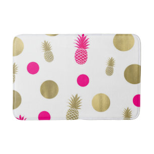Heiß Rosa & Gold Punkte & Ananas Lustig Sommer Chi Badematte