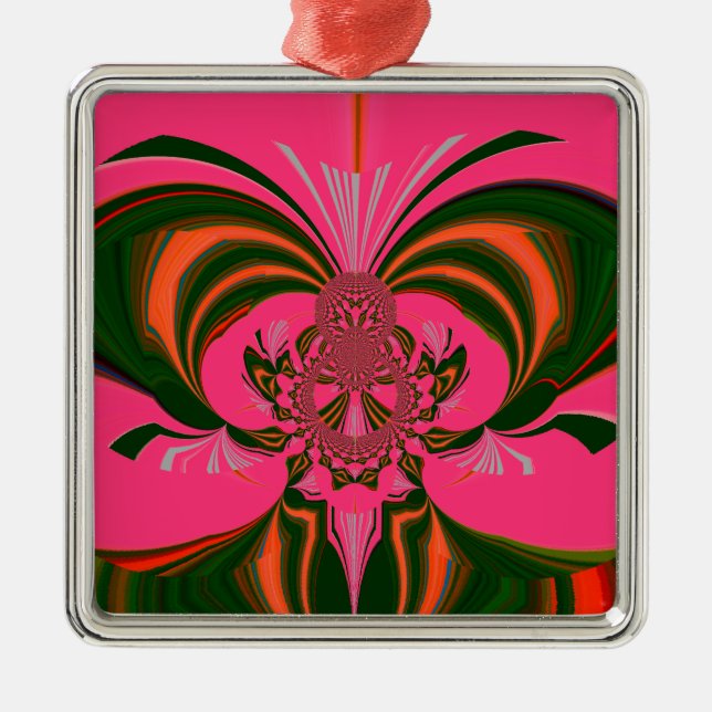 Heiß rosa, goldgrün ornament aus metall (Vorne)