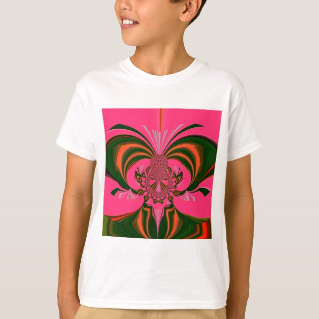 Heiß rosa, goldgrün T-Shirt (Vorderseite)