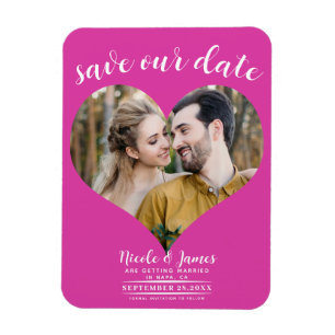 Heiß Rosa Herz Foto Hochzeit Save the Date Magnet