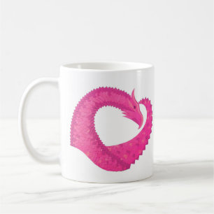 Heiß rosa Herzdrache in Weiß Kaffeetasse