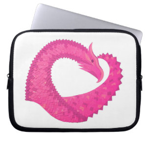 Heiß rosa Herzdrache in Weiß Laptopschutzhülle