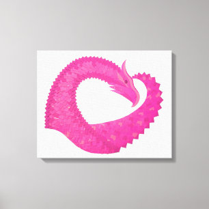 Heiß rosa Herzdrache in Weiß Leinwanddruck