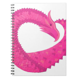 Heiß rosa Herzdrache in Weiß Notizblock