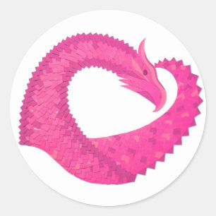 Heiß rosa Herzdrache in Weiß Runder Aufkleber