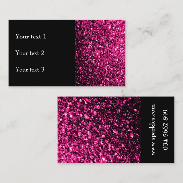 Heiß rosa Imitate glänzen Glitzern aus Glitzer und Visitenkarte (Vorne/Hinten)