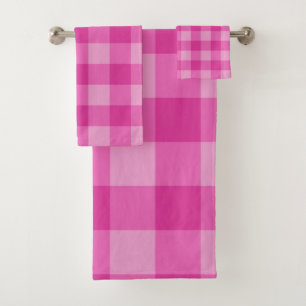 Heiß Rosa Karierte Quadrate Karo Rosa Badhandtuch Set