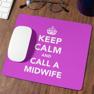 Heiß Rosa Keep Calm und rufe eine Hebamme - Lustig Mousepad