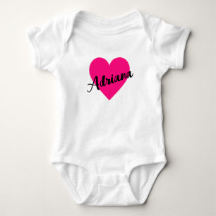 Heiß rosa Liebesherz mit individuellem Namen Baby Strampler