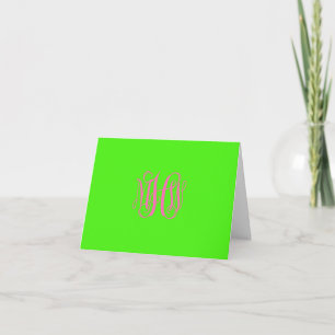 Heiß Rosa Lime 3 Init Rebe Schrift Monogramm DIY B Dankeskarte
