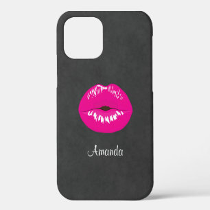 Heiß rosa Lippen glamouröse Illustration iPhone 12 Hülle