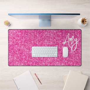 Heiß Rosa Luxus Glitter Schreibtischunterlage