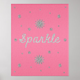 Heiß rosa mit Silberbesteck für Glitzer Poster