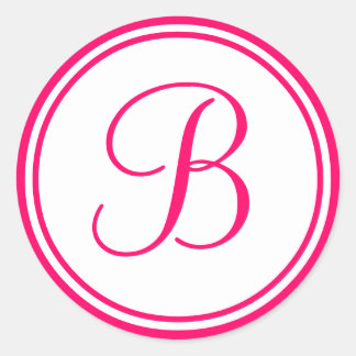 Heiß rosa, Monogramm B Hochzeitslabel Runder Aufkleber