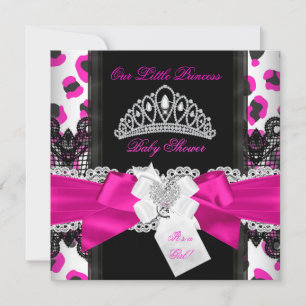 Heiß Rosa Prinzessin Baby Shower Mädchen Schwarz L Einladung
