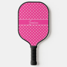 Heiß Rosa Punkte mit Namen Pickleball Schläger