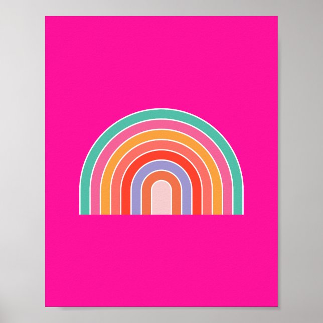 Heiß rosa Regenbogen Preppy farbenfroher Happy Rai Poster (Vorne)