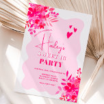 Heiß rosa, rosa, rosa, blühende Farbe Sweet 16 Einladung<br><div class="desc">Sweet 16 Planung got einfach sehr viel hübscher mit unserer heißen rosa Wavy Frame rosa Blumengeburtstag Einladung. Machen Sie sich bereit, stilvoll zu feiern! Unsere 16 . Geburtstag Einladung beinhaltet handgemalte, kühn rosa, rotes, blumenfarbenes Aquarellbouquet mit Pfannkuchen und Rose, mit einem modernen Pinselskript-Schriftart auf einem gewellten, zittrigen Rahmen mit niedlichen...</div>