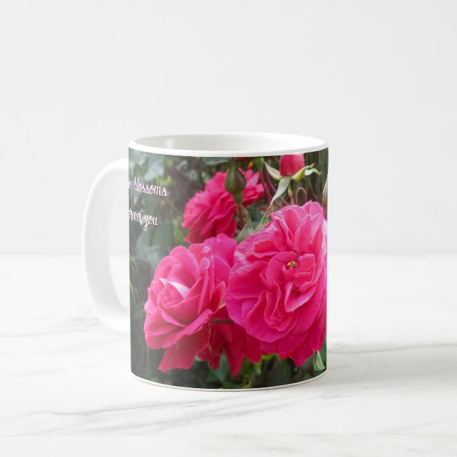 Heiß rosa Rose - Personalisierter Muttertag Kaffeetasse (Vorderseite Links)