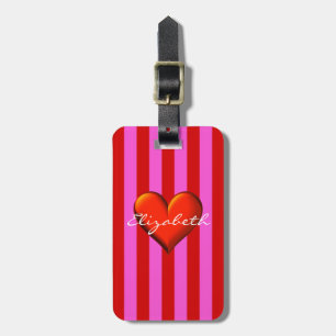 Heiß rosa, rote Streifen, rote Metallic Gepäckanhänger