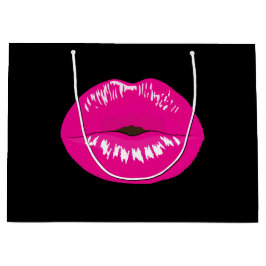 Heiß rosa Shiny Lippen auf schwarz Große Geschenktüte