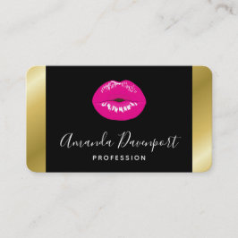 Heiß rosa Shiny Lippen auf schwarz Visitenkarte