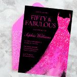 Heiß rosa Sparkle Gown & Black 50. Geburtstagspart Einladung<br><div class="desc">Hot Pink Sparkle Gown & Black 50. Geburtstagsparty 50 & Fabulous Einladung Variationen zu der Einladung und passende Artikel in unserem Shop</div>