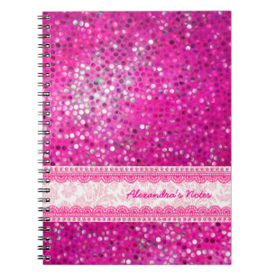 Heiß rosa Töne Glitter-Textur-Monogramm 2 Notizblock