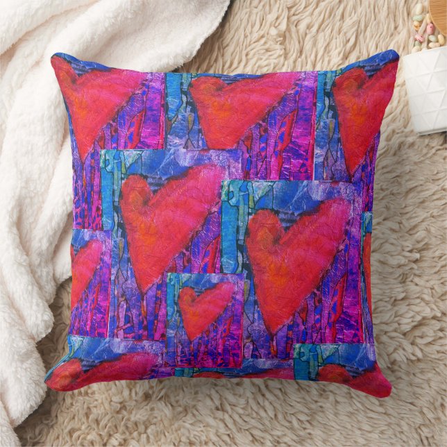 Heiß rosa und blau mehrfache Herzklopfen Kissen (Decke)