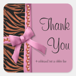 Heiß rosa und Bronze Zebra mit Perlen gestreift Quadratischer Aufkleber