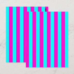 Heiß Rosa und Cyan Blau Grün Türkis Streifen Postkarte