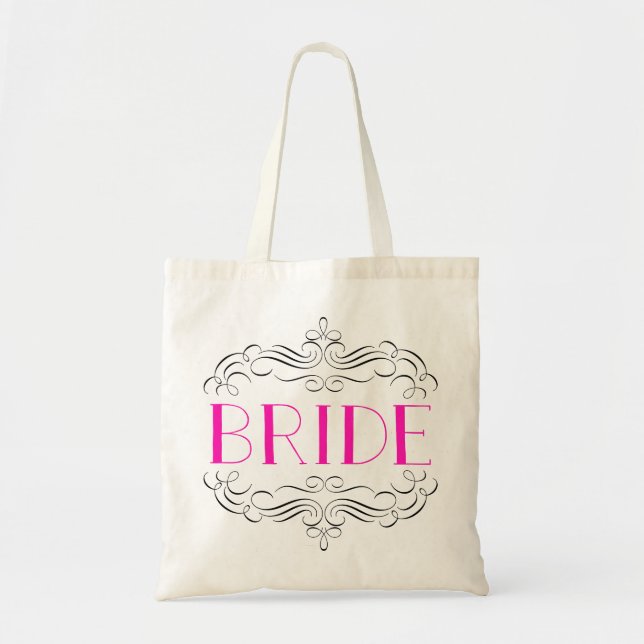 Heiß rosa und delikate Wirbel Hochzeit Tasche (Vorne)