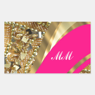 Heiß rosa und goldfarbig rechteckiger aufkleber