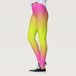 Heiß rosa und hellgelb Ombre Leggings