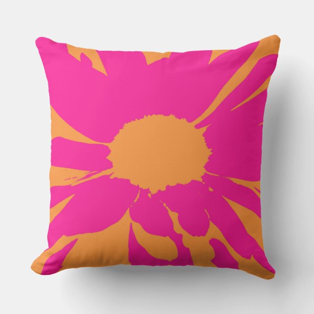 Heiß rosa und orange Daisy-Kissen Kissen (Vorderseite)