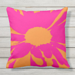 Heiß rosa und orange Daisy Throw Kissen
