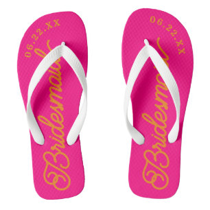 Heiß Rosa und Orange Maßgeschneiderte Brautparty F Flip Flops