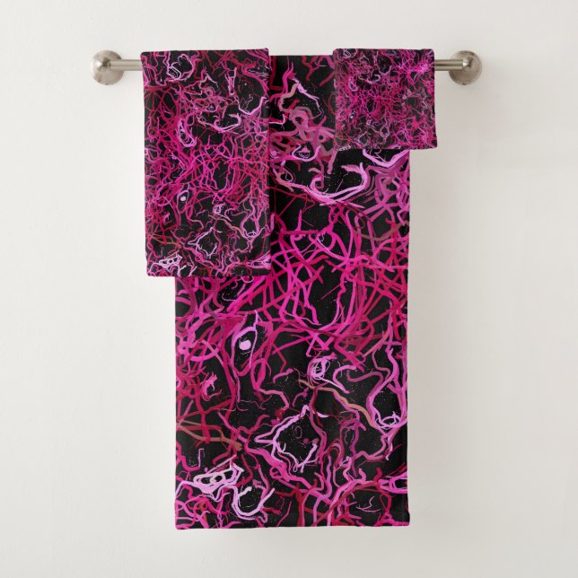 Heiß rosa und schwarz badhandtuch set (Insitu)