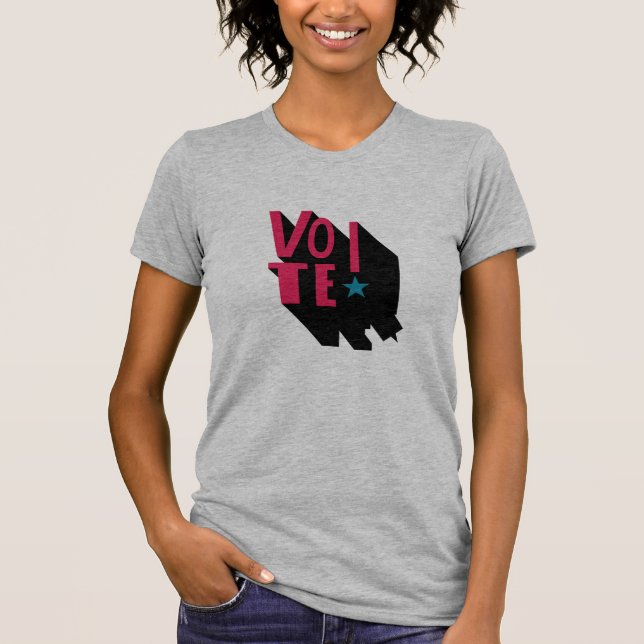 Heiß rosa und schwarz STIMME! Grauer T - Shirt (Vorderseite)