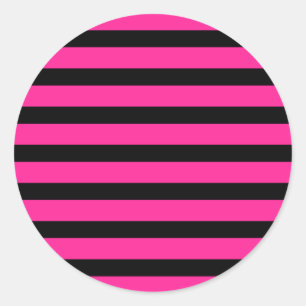 Heiß Rosa und Schwarze Mode Streifen Streifen Part Runder Aufkleber
