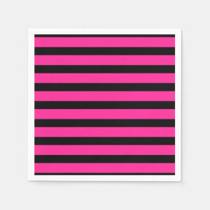 Heiß rosa und schwarze Mode Streifen Streifen Part Serviette