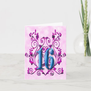 Heiß rosa und türkisfarbenes Sweet 16 Geburtstag U Einladung