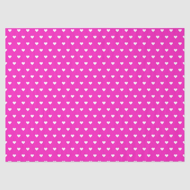 Heiß rosa und weiße Herzen | Custom Seidenpapier (Vorderseite)
