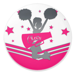 Heiß Rosa und Weiße Sterne Cheer Cheer-leading Mäd Keramikknauf