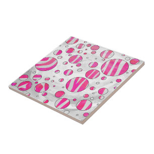 Heiß Rosa und Weiße Zebra Punkte Fliese