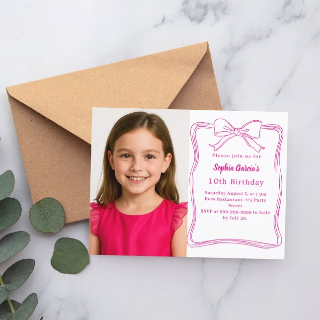 Heiß rosa, von Hand gezeichnet Bugs Foto Geburtsta Einladungspostkarte (Von Creator hochgeladen)