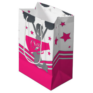Heiß Rosa & Weiße Sterne Cheer Cheerleading-Party Mittlere Geschenktüte