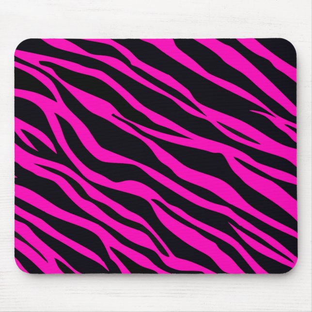 Heiß Rosa Zebra gestreift Mousepad (Vorne)